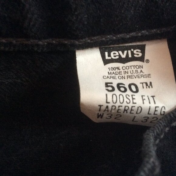 Levi's 560 90s Black Loose Fit Tapered Leg Denim Baggy Vintage Jeans Size 32*x32 - Picture 5 of 6